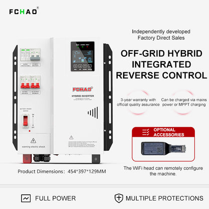 12V 24V 48V 3000W 4000W 5500W Hybrid Solar Inverter with MPPT Charge Controller & Built-in Combiner Box, for Off-Grid Home/RV Backup