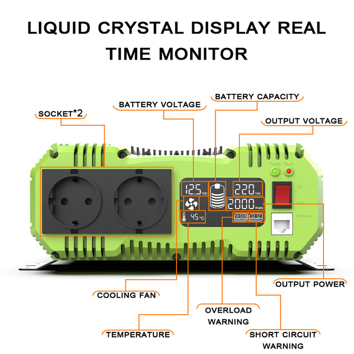 FCHAO 3000W Solar Inverter Pure Sine Wave Inverter Off Grid Power Converter Generator With LCD Display
