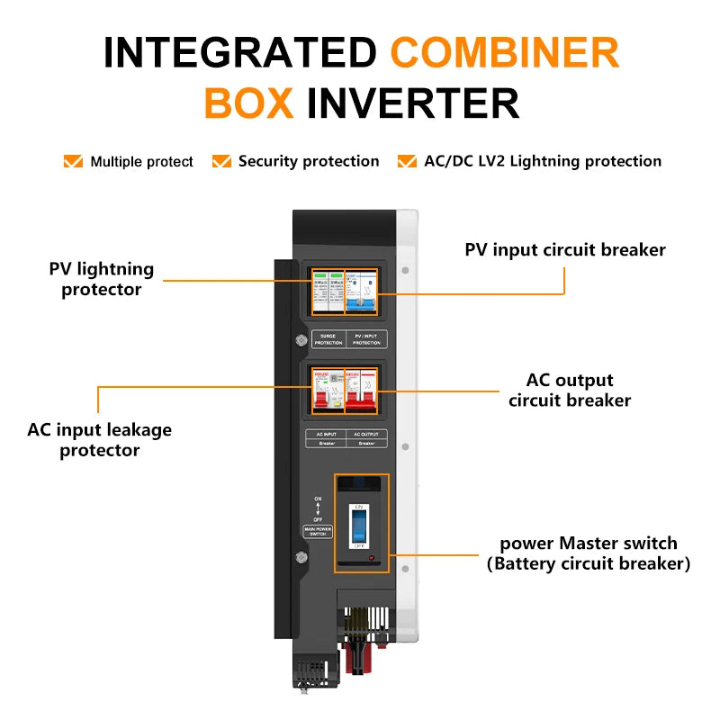 FHCAO Hybrid Inverter Solar Inverter Solar PV MPPT Solar Charge AC Charge 24v 48v DC to AC power
