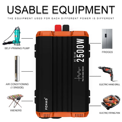 FCHAO Pure Sine Wave Inverter 12V/24V/48V To 220V/230V/240V 1500w-3500w LCD Display Auto Accessories Power Converter For Home Camping And RV